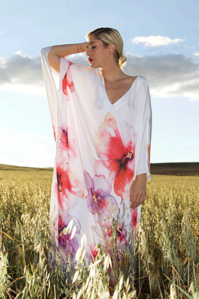 Kaftan Hibiscus Flower Print