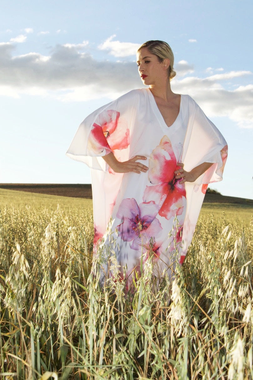 Kaftan Hibiscus Flower Print